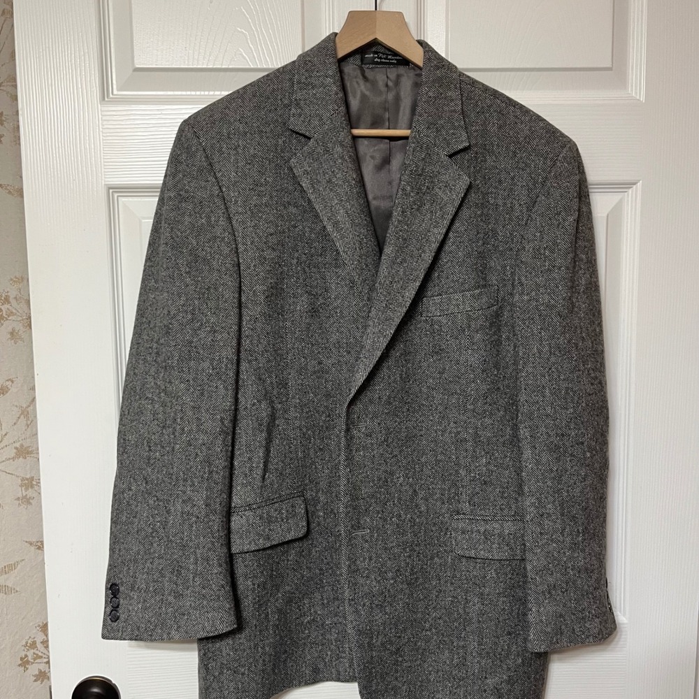 CHERESKIN Mens Blazer Jacket Camel Hair Blend‎ Herringbone Italian Fabric